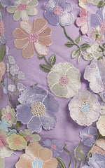 Wren Mini Dress - Strapless Bodycon Garden Flowers Dress in Lilac