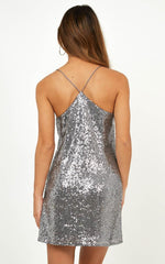 Nights In Vegas Dress in Gunmetal Sequin