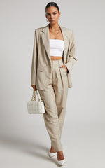 Izara Blazer - Oversized Boyfriend Fit Blazer in Stone