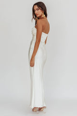 City Of Stars Strapless Maxi Dress Oyster