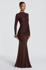 Oriane Maxi Dress - Plum Brown