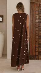 Scout Maxi Dress - Chocolate/White Polka