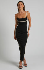 Abegaille Midi Dress - Bodycon Dress in Black