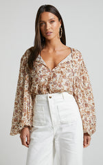 Amalie The Label - Symmone Puff Sleeve Blouse in Maya Floral