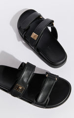 Billini - Amylee Slides with Hardware Detail in Black