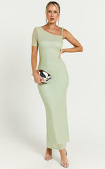 Debra Midi Dress - Mesh Sleeve Detial dress in Sage