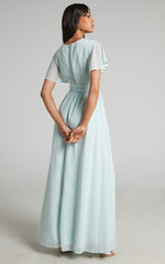 December Maxi Dress - Empire Waist Dress in Ice Blue