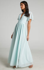 December Maxi Dress - Empire Waist Dress in Ice Blue