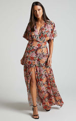 Erenza Maxi Dress - Extended Sleeve Wrap Dress in Boheme Floral