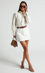 Faharra Shirt - Recycled Cotton Denim Shirt in Ecru