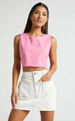 Loxley Top - Tie Up Top in Pink