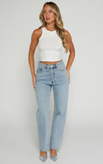 Matthew Jeans - Mid Rise Straight Leg Denim Jeans in Light Blue Wash