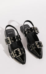 Novo - Zimbi Flats with Hardware Detail in Black