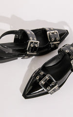 Novo - Zimbi Flats with Hardware Detail in Black