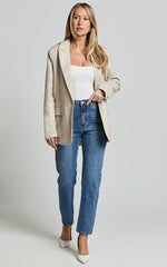 Pierce Blazer - Linen Oversized Single Breasted Blazer in Natural