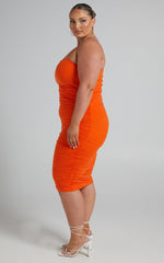 Coming For You Midi Dress - Mesh Dress in Burnt Orange