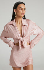 Rosamund Mini Skirt - Crinkle Skirt in Dusty Pink