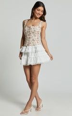 Selby Top - Square Neck Lace Up Corset Top in Pink Floral