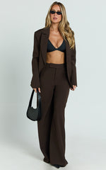 Selena Blazer - Oversized Single Breasted Blazer in Dark Chocolate