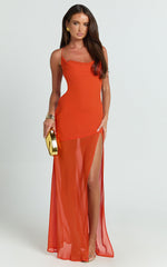 Talia Maxi Dress - Cowl Neck Low Back Dress in Orange