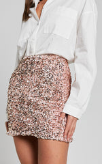 Tracy Mini Skirt - Bodycon Sequin Skirt in Pink Fondant