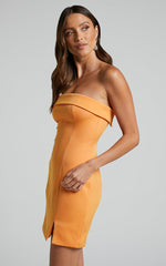 Tricia Mini Dress - Strapless Foldover Neckline Dress in Mango
