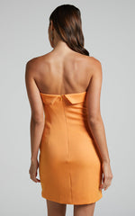 Tricia Mini Dress - Strapless Foldover Neckline Dress in Mango