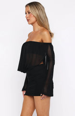 After Glow Long Sleeve Mini Dress Black
