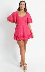 Fancy A Spritz Square Neck Mini Dress in Hot Pink
