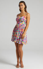 Summer Jam Sweetheart Mini Dress in Packed Floral