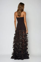 Boryana Dot Strapless Maxi Dress In Black