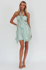 Santiago Cut-Out Ruffle Mini Dress Sage