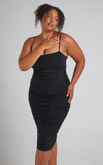 Coming For You Midi Dress - Mesh Dress in Black Mesh
