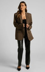 Izara Blazer - Oversized Boyfriend Fit Blazer in Dark Olive