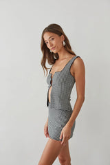 Olive Button Up Gingham Top
