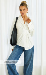 Noah Top - Cinched Waist Oversized Shirt in White