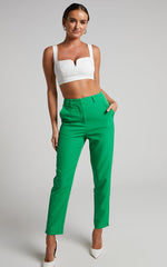 Hermie Pants - High Waisted Cropped Tailored Pants in Green