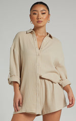 Ronaele Shirt - Collared Basic Shirt in Neutral