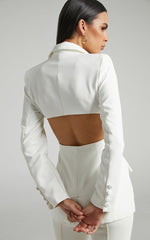 Chona Blazer - Tailored Hourglass Cut Out Blazer in White