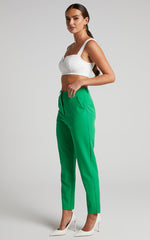 Hermie Pants - High Waisted Cropped Tailored Pants in Green