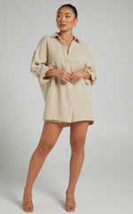 Ronaele Shirt - Collared Basic Shirt in Neutral