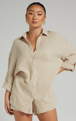 Ronaele Shirt - Collared Basic Shirt in Neutral