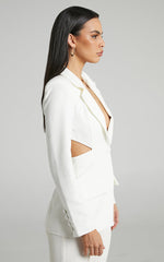 Chona Blazer - Tailored Hourglass Cut Out Blazer in White