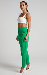 Hermie Pants - High Waisted Cropped Tailored Pants in Green