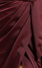How Will I Know Midi Dress - Wrap Waist Tie Tulip Hem Dress in Wine
