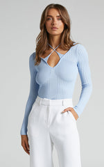 4th & Reckless - Lexi Knitted Top in Baby Blue Knit