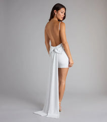Toni Glitter Open Back Bow Mini Dress