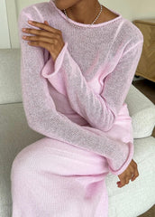 Sheer Knit LayeRed Maxi Dress