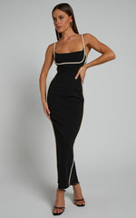 Abegaille Midi Dress - Bodycon Dress in Black
