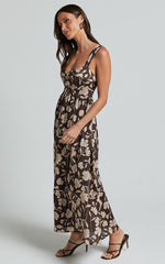 Amalie The Label - Kai Double Tie Back Midi Dress in Sahara Print